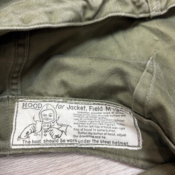 Rare VTG M43 Field Jacket Hooded WW2 Reworked Don't Know Don't Care Men's 34S - Picture 8 of 12